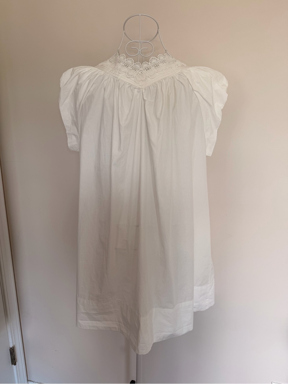Free People Sugar Swizzle Ivory Boho Lace Babydoll Mini Dress M NWT - Picture 6 of 9
